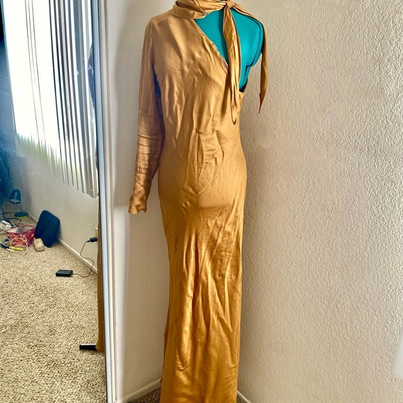 Young Fabulous and Broke Copper Silk Dress L - Picture 5 of 6